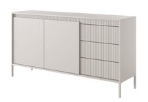 Falsetto two-door chest of drawers with milled front, 153 cm, Beige