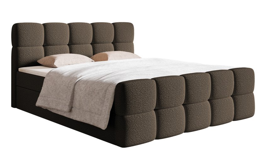 Continental bed 140x200 cm Cloudy with containers and Legend 07 boucle topper