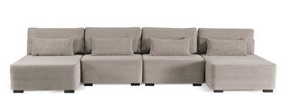 Corner sofa with sleeping function Moduliano U-shaped large with storage universal dark beige corduroy