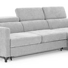 Monarda L-shaped corner sofa with sleeping function with storage and adjustable headrests, gray in easy-clean fabric, right-hand side