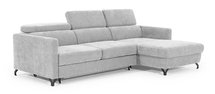 Monarda L-shaped corner sofa with sleeping function with storage and adjustable headrests, gray in easy-clean fabric, right-hand side