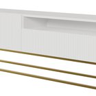 Veldio TV cabinet with a milled front and a 175 cm recess, white with gold legs (MILOMAR FRAME)