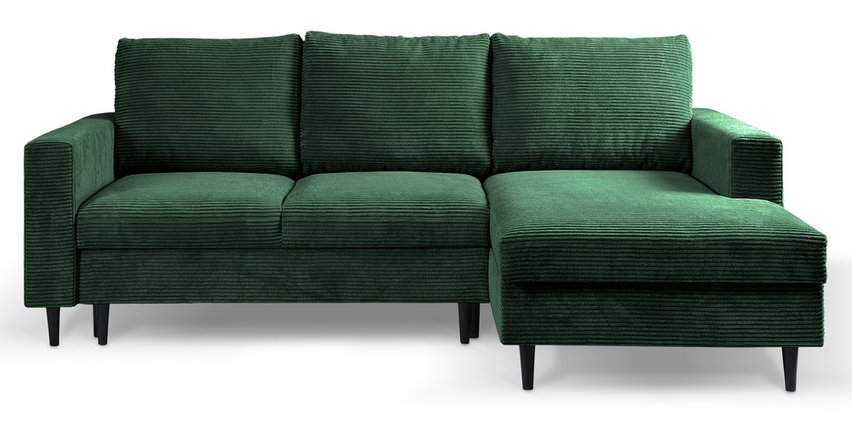 Corner sofa with sleeping function Nalika L-shaped with storage Poso 14 corduroy right-hand side