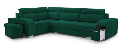 Umill L corner sofa bed with bar and pouffe (Fabric: Monolith 37, Side: Left)