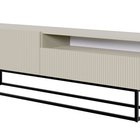 Veldio TV cabinet with a milled front and a 175 cm recess. Gray beige with black legs.