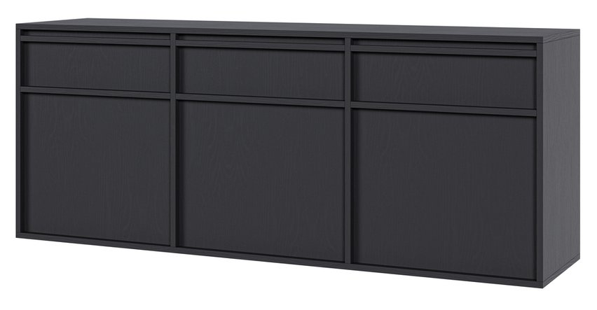 Evo three-door chest of drawers, hanging, 154 cm, black