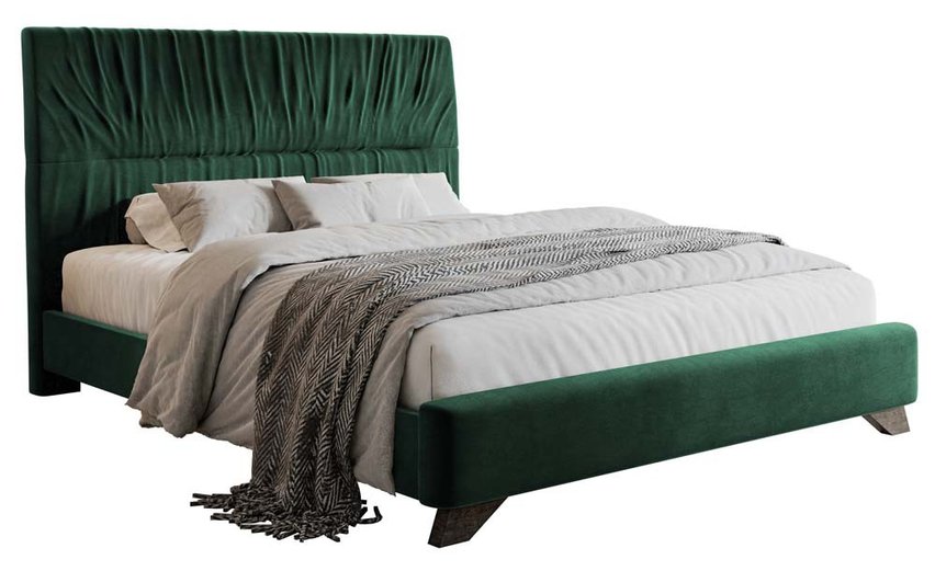 Llana upholstered bed 180x200 cm dark green velvet