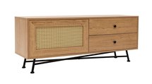 Crattale TV cabinet 140 cm with a natural rattan front