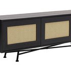 Crattale TV cabinet 180 cm with rattan front, black