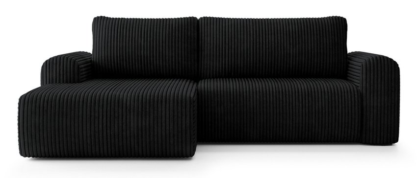 Corner sofa with sleeping function Lelu Tilia 100 L-shaped with a container, thick corduroy, left-hand side