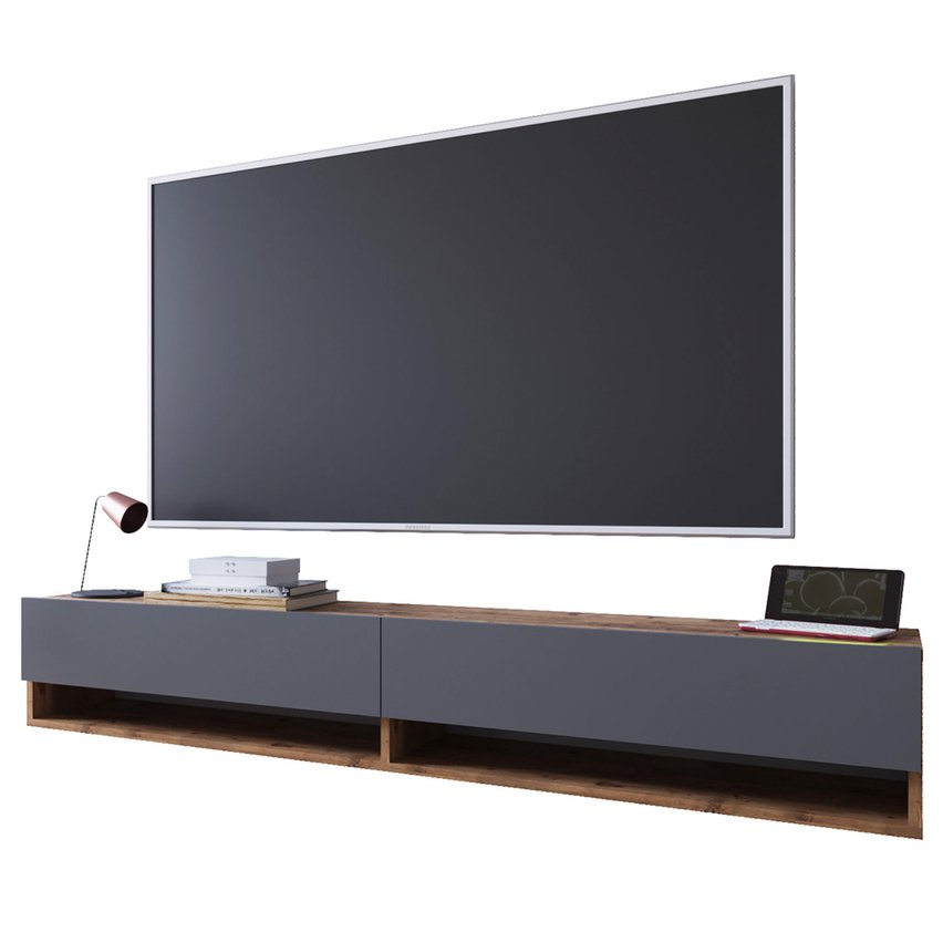 Reflo TV cabinet 31.6x180 cm anthracite/atlantic pine