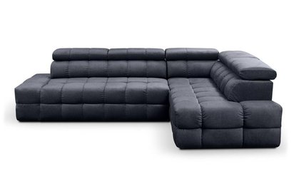 Corner sofa with sleeping function Torazo L-shaped with storage dark gray hydrophobic velvet right side
