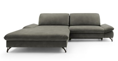 Corner sofa with sleeping function Vitala Castel 93 L-shaped with container, easy-cleaning velvet, left-hand side