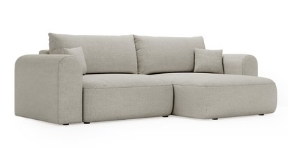 Sollano L-shaped corner sofa with sleeping function with storage, universal gray-beige chenille