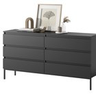 Bemmi Black six-drawer chest of drawers with black legs