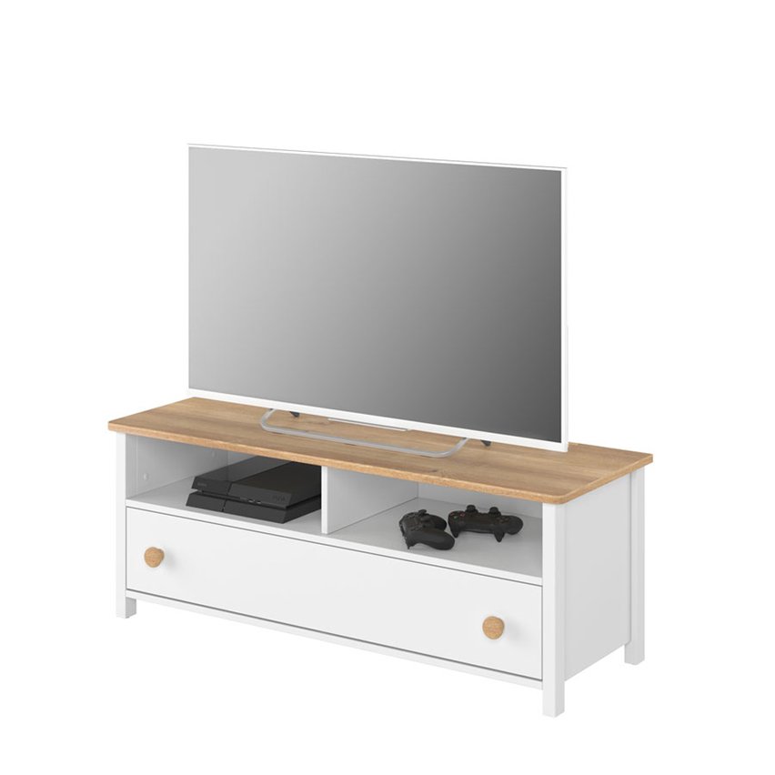 Azmidi TV cabinet 120 cm white - nash oak