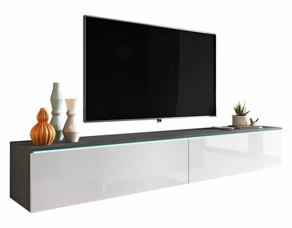 TV cabinet Kane 180 cm matera / white gloss (Lighting: No)