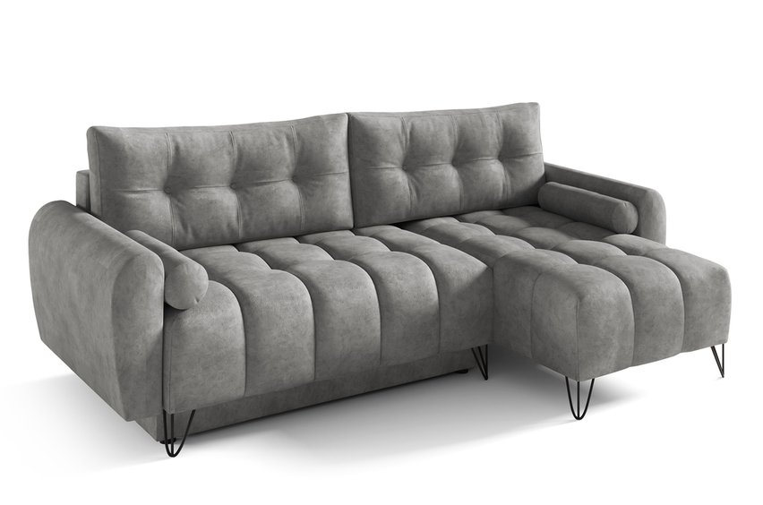 Corner sofa with sleeping function Minna Mini L-shaped Amon 09 with container hydrophobic velvet universal