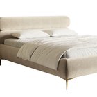 Upholstered bed 140x200 cm Roule with storage, metal frame Amon 17, hydrophobic velor, gold legs