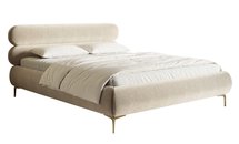 Upholstered bed 140x200 cm Roule with storage, metal frame Amon 17, hydrophobic velor, gold legs