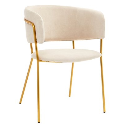 Prools upholstered chair, beige/gold base