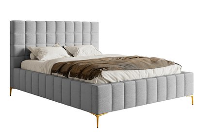 Upholstered bed 160x200 cm Szejlo with container, metal frame Raven 06 chenille