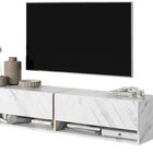 Mirrgo TV cabinet, 140 cm, white marble with gold insert