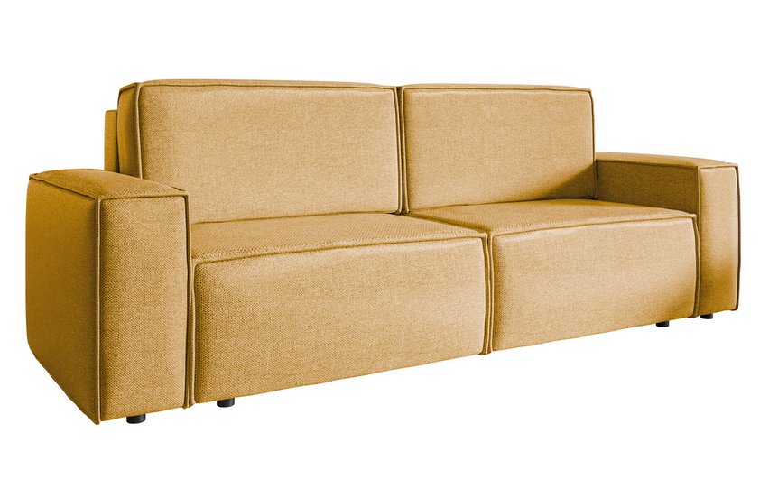 Copertino three-seater sofa, easy-to-clean mustard fabric