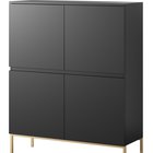 Bemmi high chest of drawers, 100 cm, black with gold legs