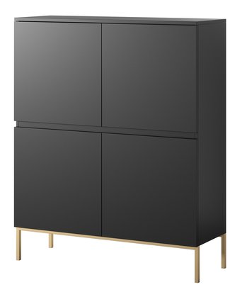 Bemmi high chest of drawers, 100 cm, black with gold legs