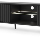 Meuble TV Bello avec façades à lamelles, 175 cm, noir, LED, avec pieds noirs