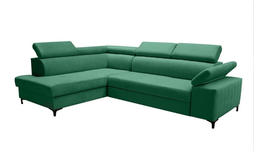 Tazzola L-shaped corner sofa bed with storage (Fabric: Manila 35, Side: Left)