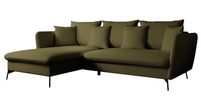 Castilio L-shaped corner sofa with sleeping function with Moly 38 container, hydrophobic chenille, left-hand side