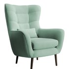 Vence Castel 34 wing armchair, velvet, easy-to-clean beech legs