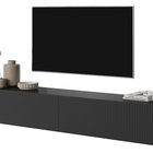 Veldio TV cabinet with milled front 175 cm Black hanging