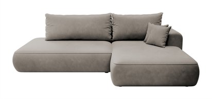 Foggi Magic Velvet 2210 L-shaped corner sofa with sleeping function with a container in hydrophobic velor fabric, right-hand side