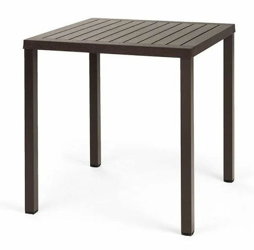 Cube Nardi square garden table, 70 cm, made of certified dark brown material