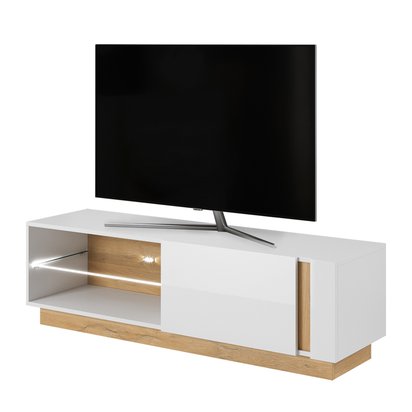 TV cabinet Skoky 138 cm oak with white (Eclairage: Non)