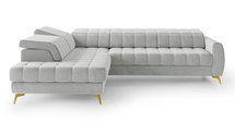 Corner sofa with sleeping function Pessi Castel 80 L-shaped with container and adjustable headrests easy-cleaning velvet left-hand side