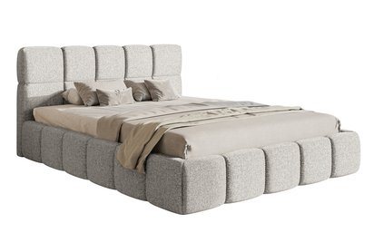 Upholstered bed 160x200 cm Cloudy with storage light gray Toronto 02