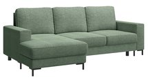 Mokpeo L-shaped corner sofa with sleeping function with two containers on black legs Sorella 34 chenille left-hand side