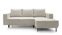 Rodario mini gray beige corner sofa with sleeping function with right-hand corduroy container