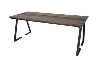 Sality teak dining table on steel legs