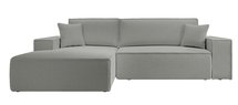 Farese New L-shaped corner sofa with sleeping function with a left-handed gray boucle container