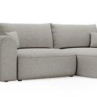 Sollano L-shaped corner sofa with sleeping function with container, universal, light gray chenille, easy to clean