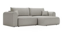 Sollano L-shaped corner sofa with sleeping function with container, universal, light gray chenille, easy to clean