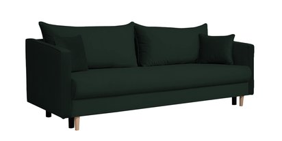 Merauke three-seater sofa bed with storage, bottle green velvet