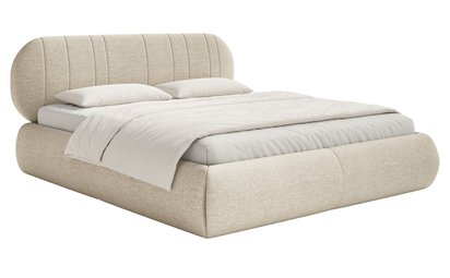 Upholstered bed 160x200 cm Asmelio beige braid