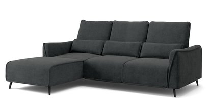 Rumbia L-shaped corner sofa Storm 99 black legs left-hand side