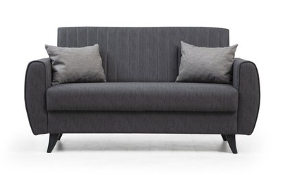 Compulle two-seater sofa with vertical stitching on the backrest, dark gray